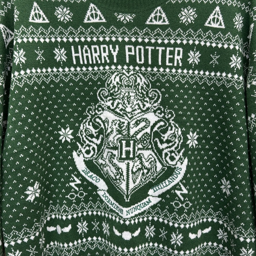 HARRY POTTER Women's Green Christmas Sweater Size XL DARI xmas NEW - Picture 2 of 6
